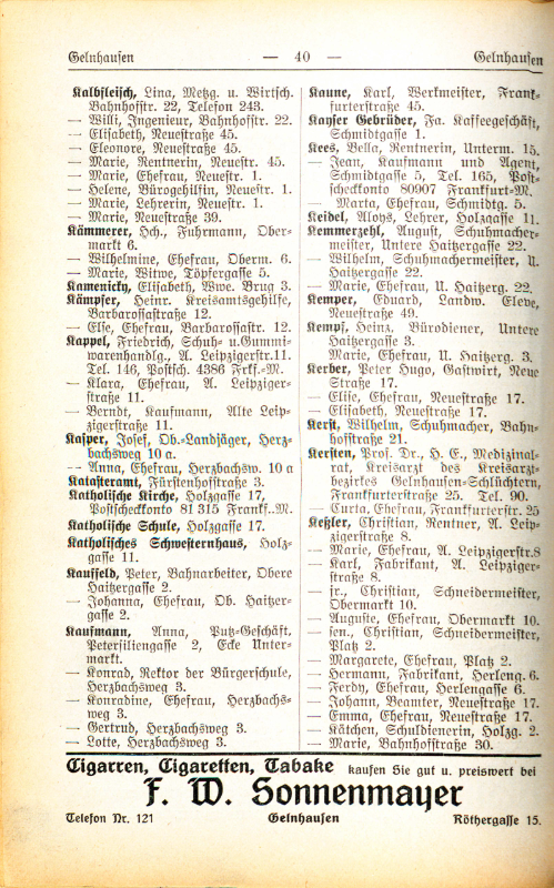 Adre&szlig;buch von 1926 Seite 40