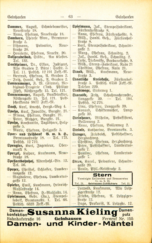 Adre&szlig;buch von 1926 Seite 63