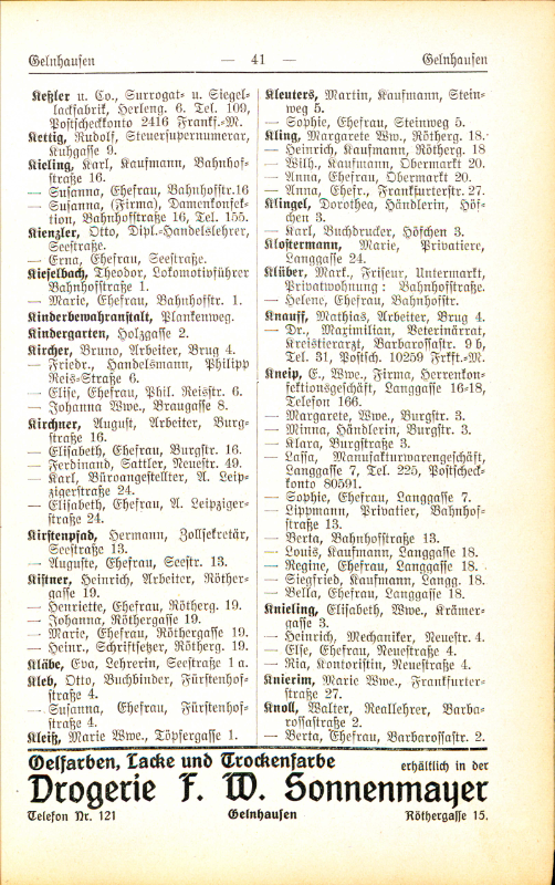 Adre&szlig;buch von 1926 Seite 41