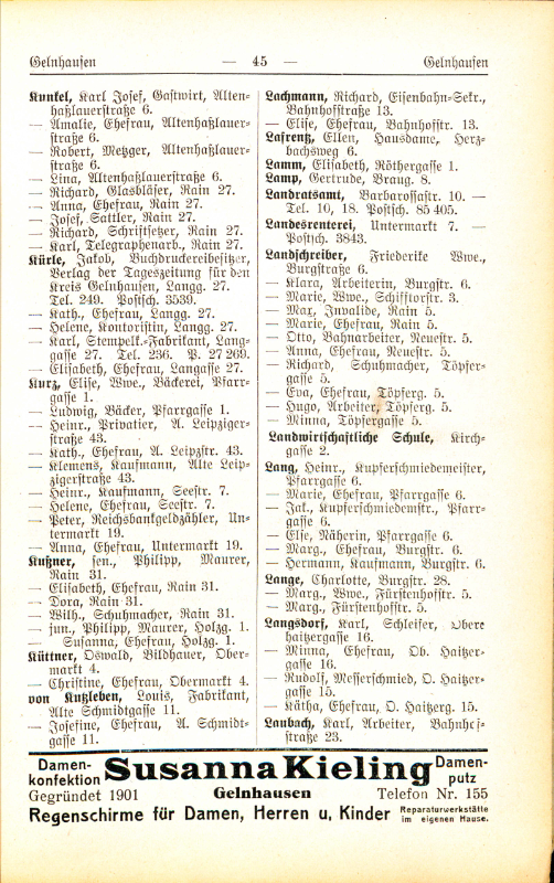 Adre&szlig;buch von 1926 Seite 45