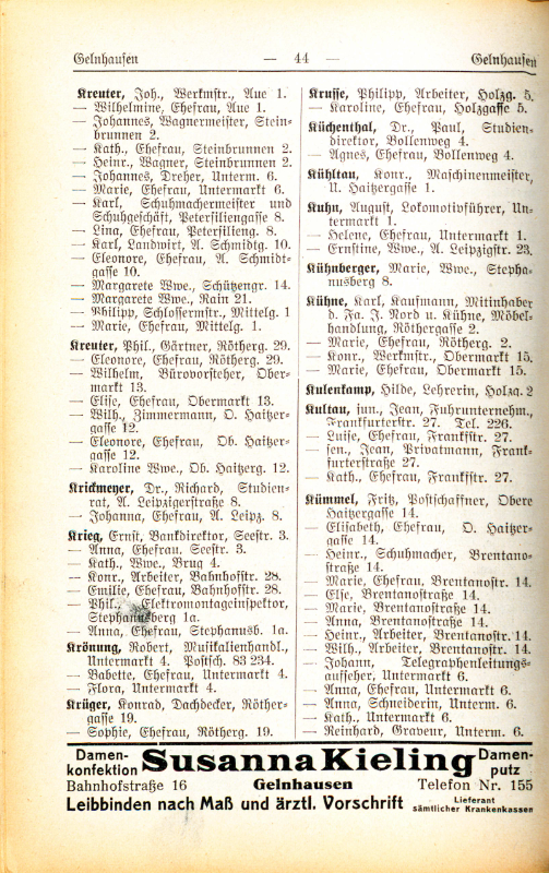 Adre&szlig;buch von 1926 Seite 44