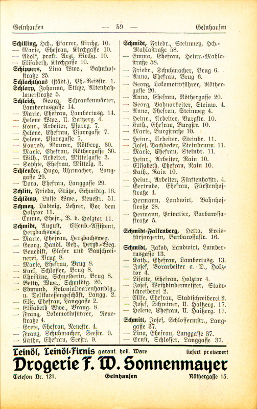 Adre&szlig;buch von 1926 Seite 59