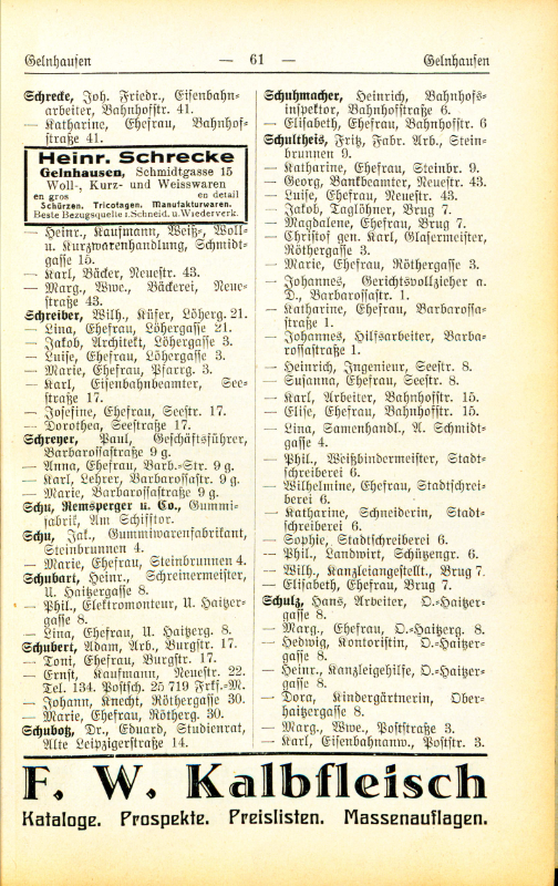 Adre&szlig;buch von 1926 Seite 61