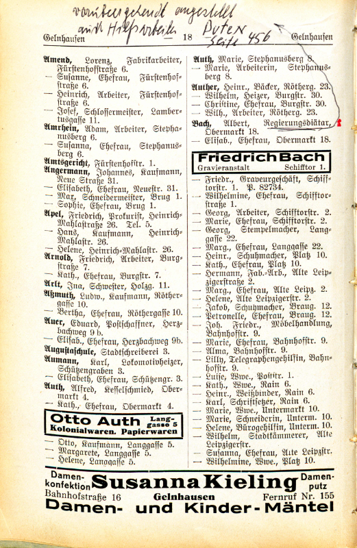 Adre&szlig;buch von 1926 Seite 18