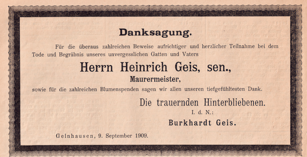 Danksagung Heinrich Geis sen.