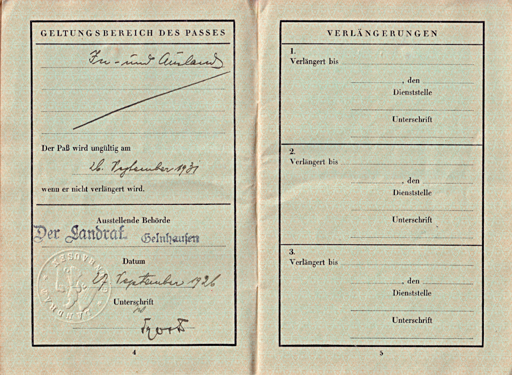 Reisepaß Elisabeth und Heinrich Geis
